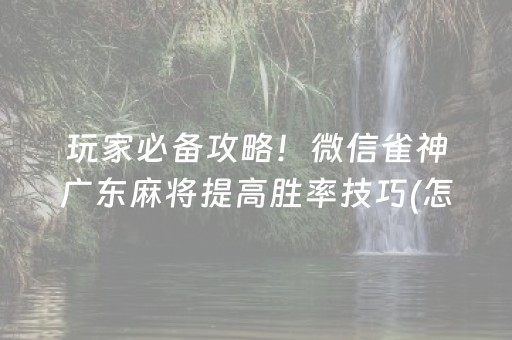 玩家必备攻略！微信雀神广东麻将提高胜率技巧(怎么才有好牌)