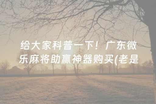 给大家科普一下！广东微乐麻将助赢神器购买(老是输怎么回事)