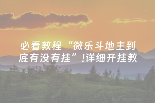 必看教程“微乐斗地主到底有没有挂”!详细开挂教程-抖音