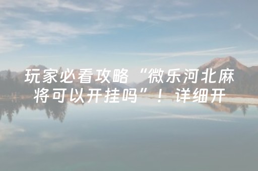 玩家必看攻略“微乐河北麻将可以开挂吗”！详细开挂教程（确实真的有挂)-抖音