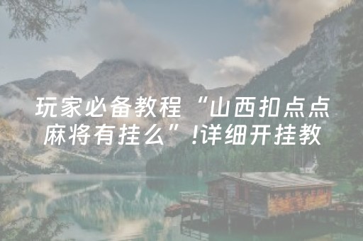 玩家必备教程“山西扣点点麻将有挂么”!详细开挂教程-抖音