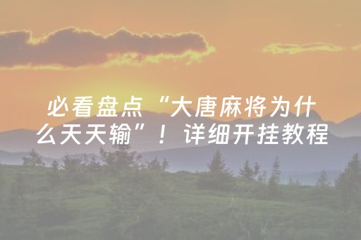 必看盘点“大唐麻将为什么天天输”！详细开挂教程（确实真的有挂)-抖音