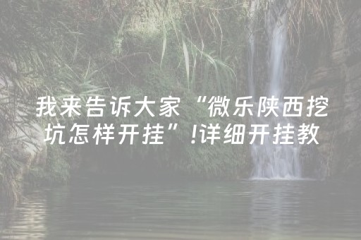 我来告诉大家“微乐陕西挖坑怎样开挂”!详细开挂教程-抖音