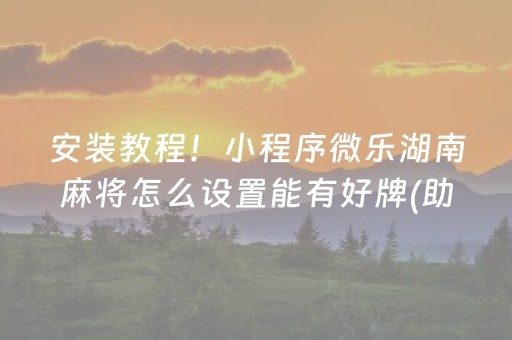 安装教程！小程序微乐湖南麻将怎么设置能有好牌(助手神器外辅工具)
