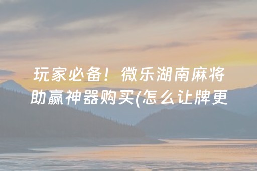 玩家必备！微乐湖南麻将助赢神器购买(怎么让牌更好)