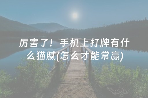 厉害了！手机上打牌有什么猫腻(怎么才能常赢)