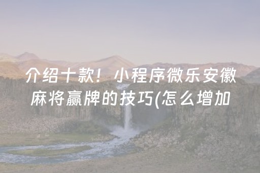 介绍十款！小程序微乐安徽麻将赢牌的技巧(怎么增加胜率)