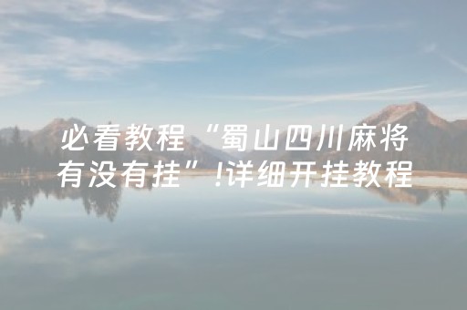 必看教程“蜀山四川麻将有没有挂”!详细开挂教程-抖音