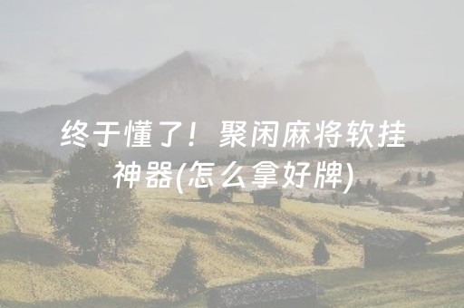 终于懂了！聚闲麻将软挂神器(怎么拿好牌)