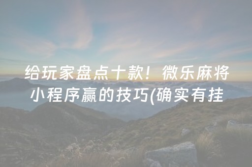 给玩家盘点十款！微乐麻将小程序赢的技巧(确实有挂)