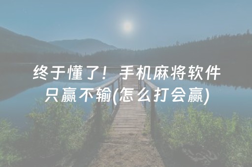 终于懂了！手机麻将软件只赢不输(怎么打会赢)