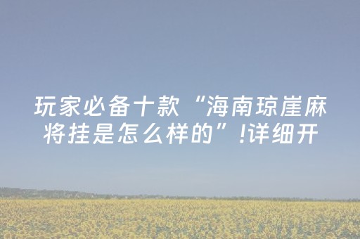 玩家必备十款“海南琼崖麻将挂是怎么样的”!详细开挂教程-抖音