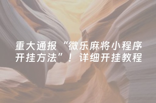 重大通报“微乐麻将小程序开挂方法”！详细开挂教程（确实真的有挂)-抖音