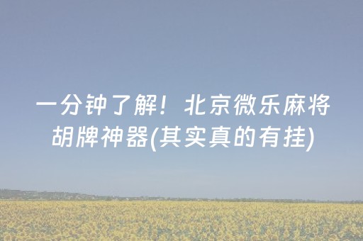 一分钟了解！北京微乐麻将胡牌神器(其实真的有挂)