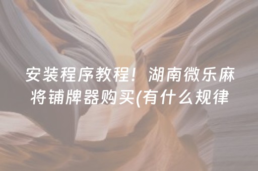 安装程序教程！湖南微乐麻将铺牌器购买(有什么规律)