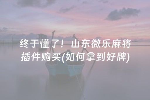 终于懂了！山东微乐麻将插件购买(如何拿到好牌)