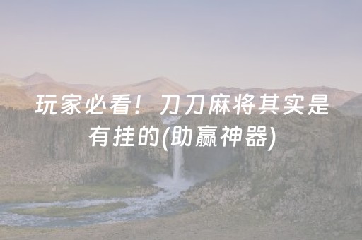 玩家必看！刀刀麻将其实是有挂的(助赢神器)