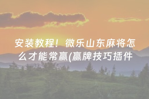 安装教程！微乐山东麻将怎么才能常赢(赢牌技巧插件安装)