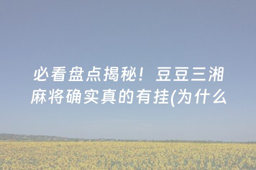 必看盘点揭秘！豆豆三湘麻将确实真的有挂(为什么老输)
