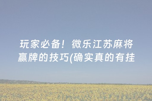 玩家必备！微乐江苏麻将赢牌的技巧(确实真的有挂)