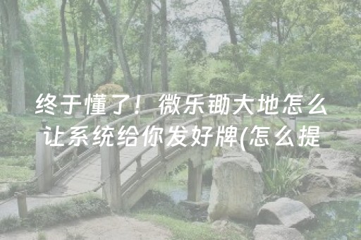 终于懂了！微乐锄大地怎么让系统给你发好牌(怎么提升胜率)