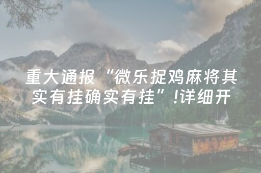 重大通报“微乐捉鸡麻将其实有挂确实有挂”!详细开挂教程-抖音