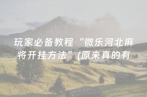 玩家必备教程“微乐河北麻将开挂方法”(原来真的有挂)-抖音
