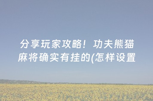 分享玩家攻略！功夫熊猫麻将确实有挂的(怎样设置好牌)