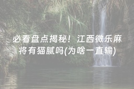 必看盘点揭秘！江西微乐麻将有猫腻吗(为啥一直输)