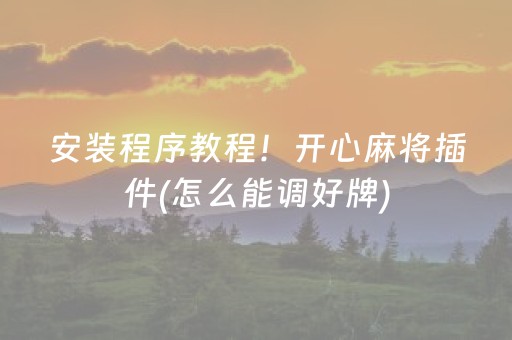 安装程序教程！开心麻将插件(怎么能调好牌)