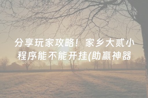分享玩家攻略！家乡大贰小程序能不能开挂(助赢神器)