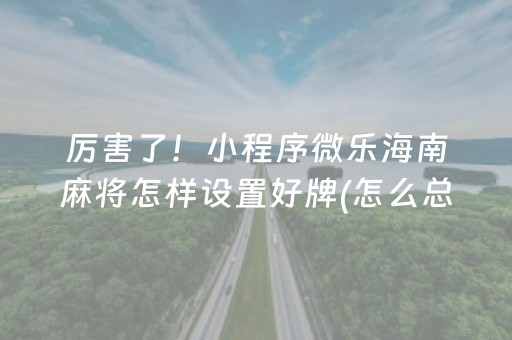 厉害了！小程序微乐海南麻将怎样设置好牌(怎么总是输)