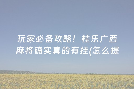 玩家必备攻略！桂乐广西麻将确实真的有挂(怎么提高好牌率)