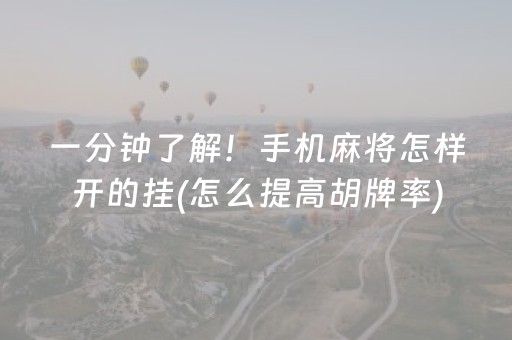 一分钟了解！手机麻将怎样开的挂(怎么提高胡牌率)