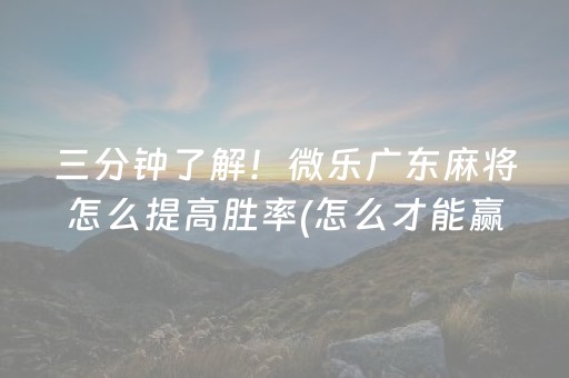 三分钟了解！微乐广东麻将怎么提高胜率(怎么才能赢得多)