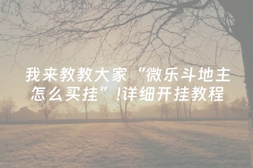 我来教教大家“微乐斗地主怎么买挂”!详细开挂教程-抖音
