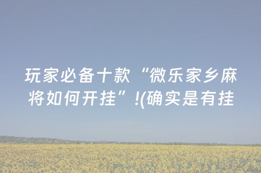 玩家必备十款“微乐家乡麻将如何开挂”!(确实是有挂)-抖音