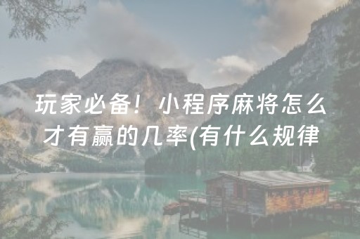 玩家必备！小程序麻将怎么才有赢的几率(有什么规律)