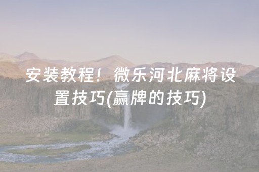 安装教程！微乐河北麻将设置技巧(赢牌的技巧)