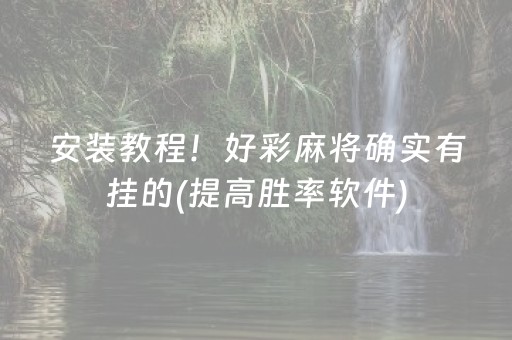 安装教程！好彩麻将确实有挂的(提高胜率软件)