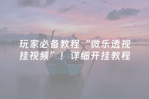 玩家必备教程“微乐透视挂视频”！详细开挂教程（确实真的有挂)-抖音