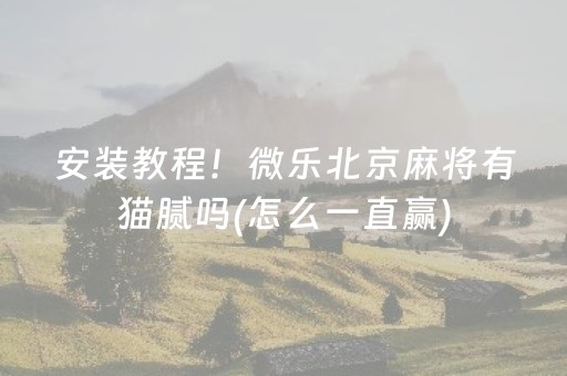 安装教程！微乐北京麻将有猫腻吗(怎么一直赢)