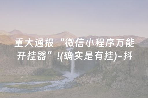重大通报“微信小程序万能开挂器”!(确实是有挂)-抖音