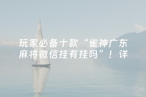 玩家必备十款“雀神广东麻将微信挂有挂吗”！详细开挂教程（确实真的有挂)-抖音
