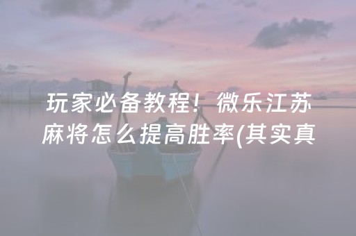 玩家必备教程！微乐江苏麻将怎么提高胜率(其实真的有挂)