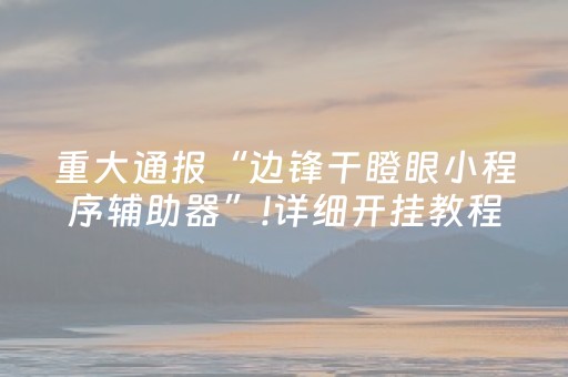 重大通报“边锋干瞪眼小程序辅助器”!详细开挂教程-抖音