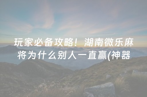 玩家必备攻略！湖南微乐麻将为什么别人一直赢(神器购买好牌规律)