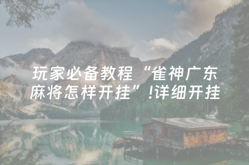 玩家必备教程“雀神广东麻将怎样开挂”!详细开挂教程-抖音