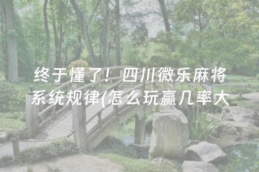 终于懂了！四川微乐麻将系统规律(怎么玩赢几率大)