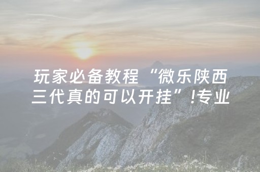 玩家必备教程“微乐陕西三代真的可以开挂”!专业师傅带你一起了解（详细教程）-抖音